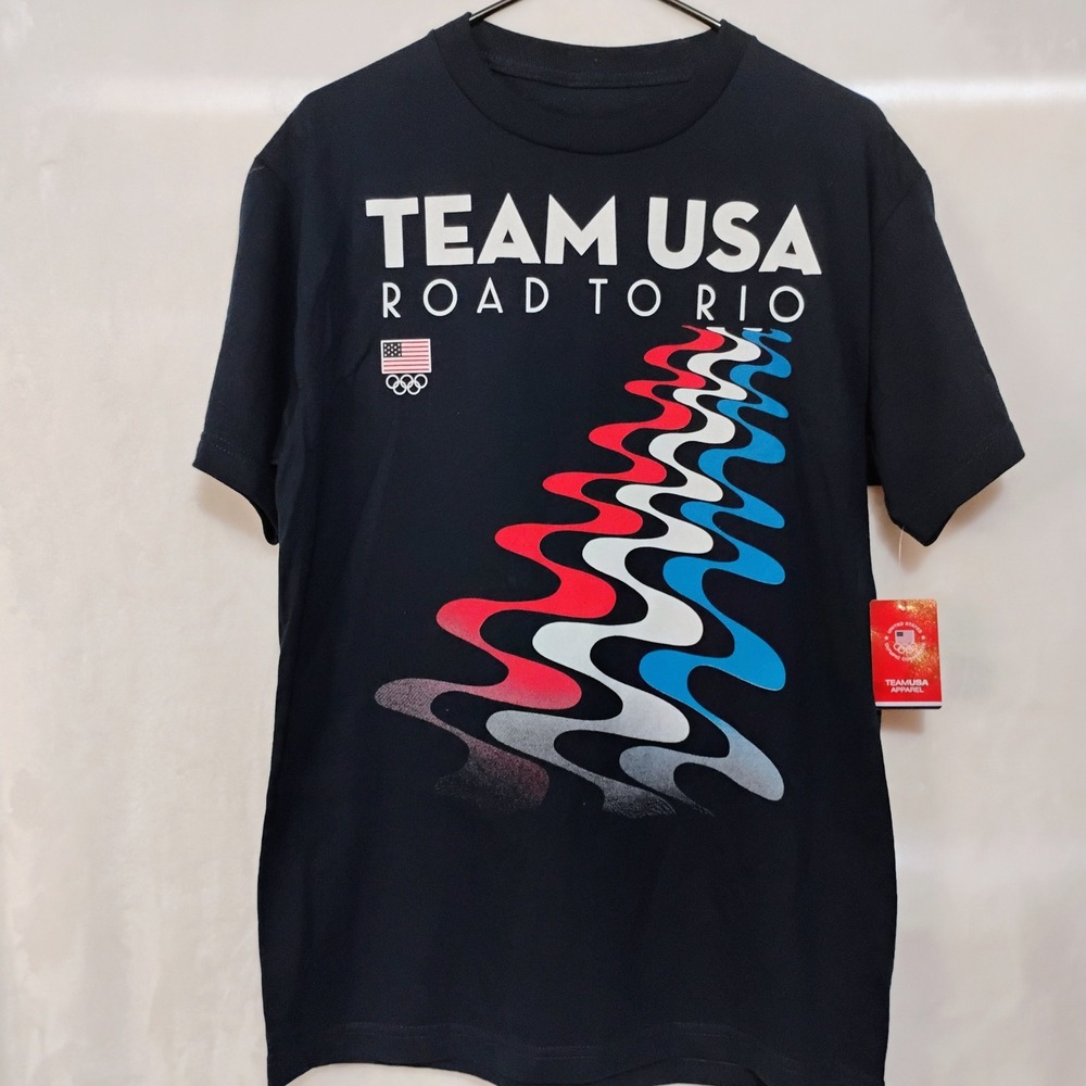 Team USA Road to Rio Olympics T Shirt Mens Medium Navy 2016 Graphic Tee NWT W